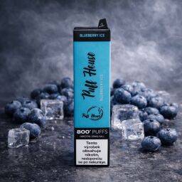 Puff House v příchuti Blueberry Ice (jednorázová elektronická cigareta)